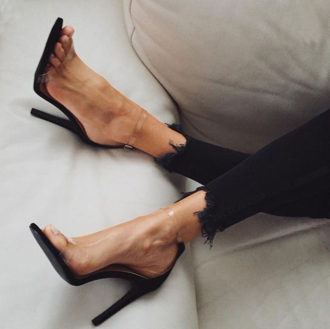 Sandales Transparences à Talons Hauts