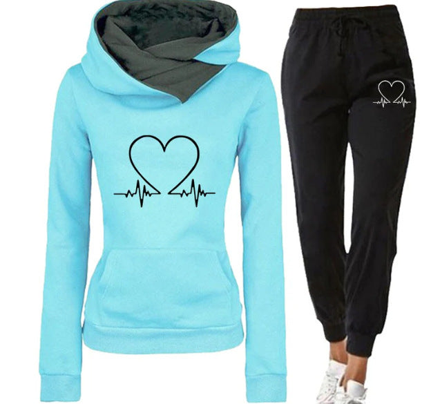 Ensemble Sportif avec Imprimé Cœur et Capuche