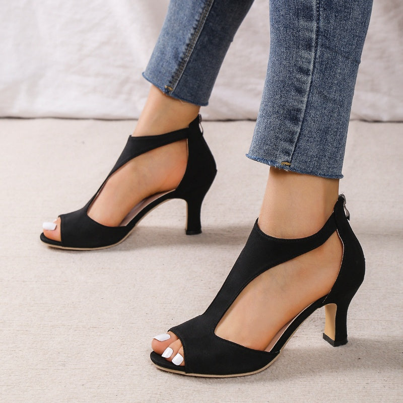 Sandales à Talons Zip & Bout Ouvert