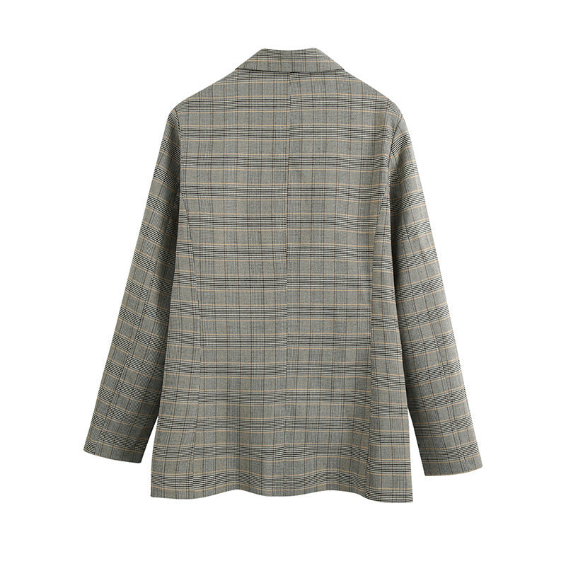 Veste Blazer à Carreaux – Élégance Structurée pour l'Automne