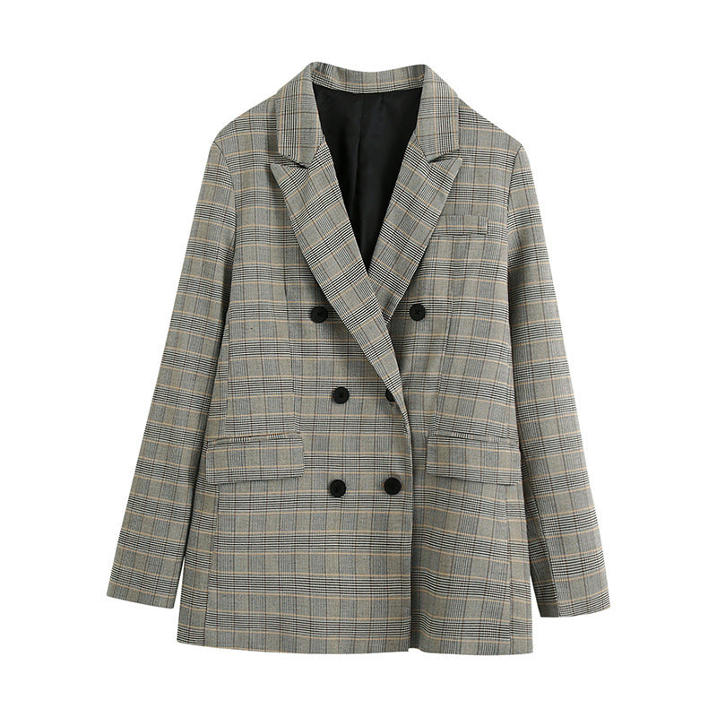 Veste Blazer à Carreaux – Élégance Structurée pour l'Automne