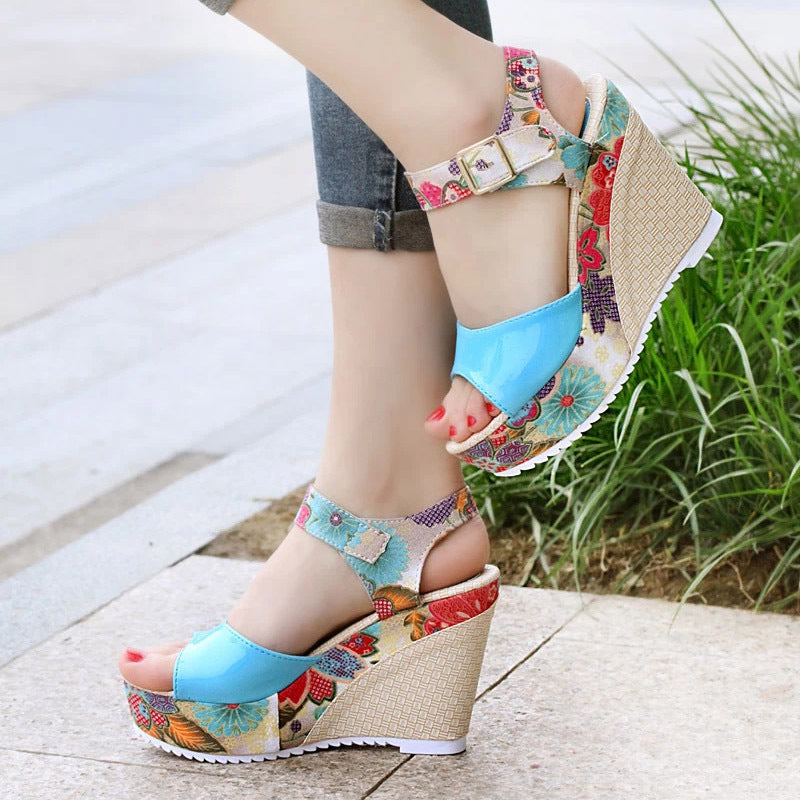 Sandales à Talons Hauts Fleuris