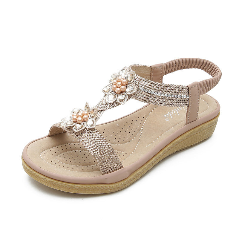 Sandales Bohème à Fleurs et Strass