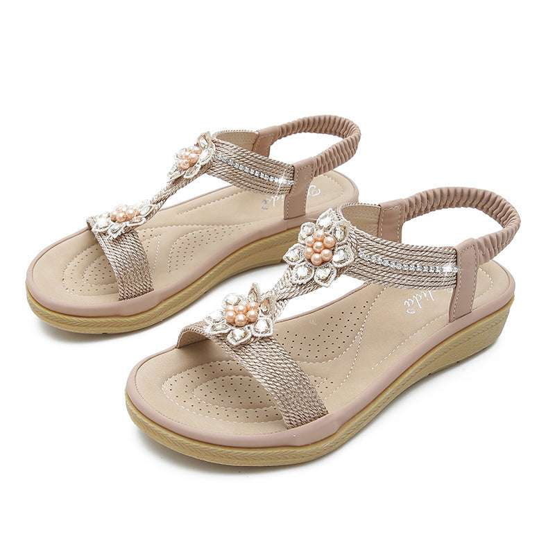 Sandales Bohème à Fleurs et Strass