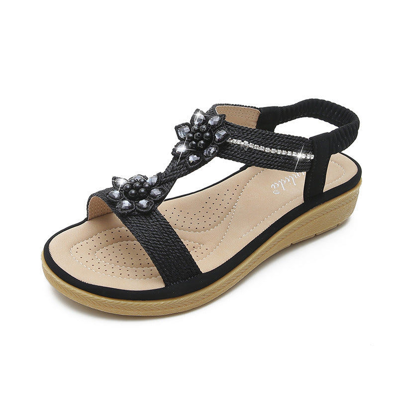 Sandales Bohème à Fleurs et Strass