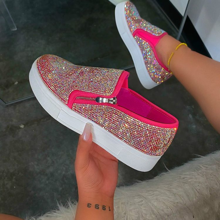 Mocassins Casual à Strass pour Femme