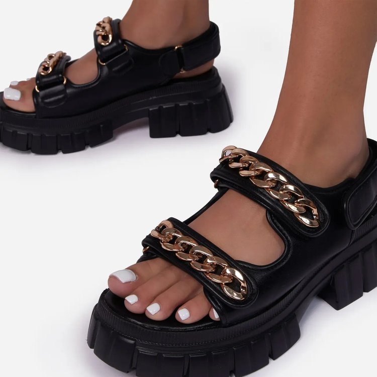 Sandales à Talon Chaîne Élégantes