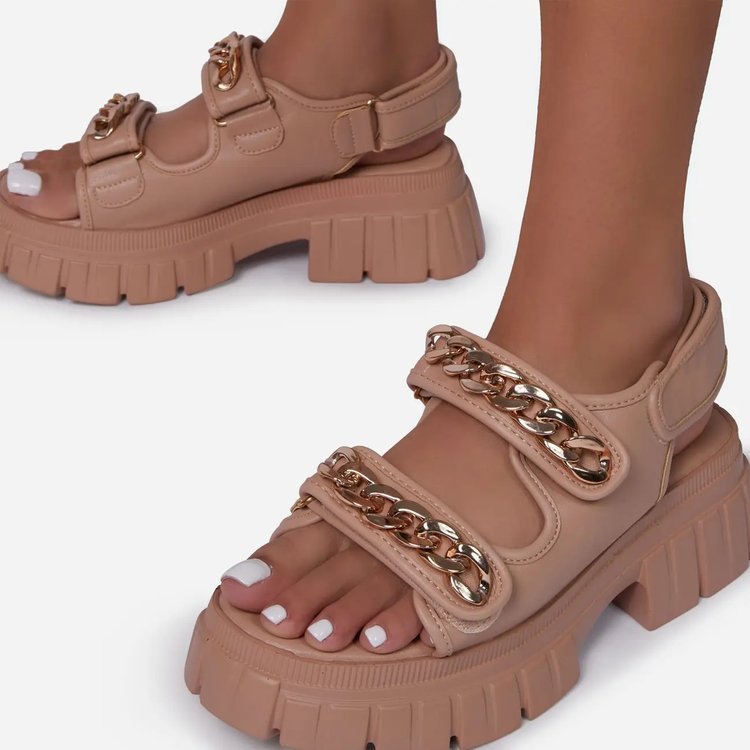 Sandales à Talon Chaîne Élégantes