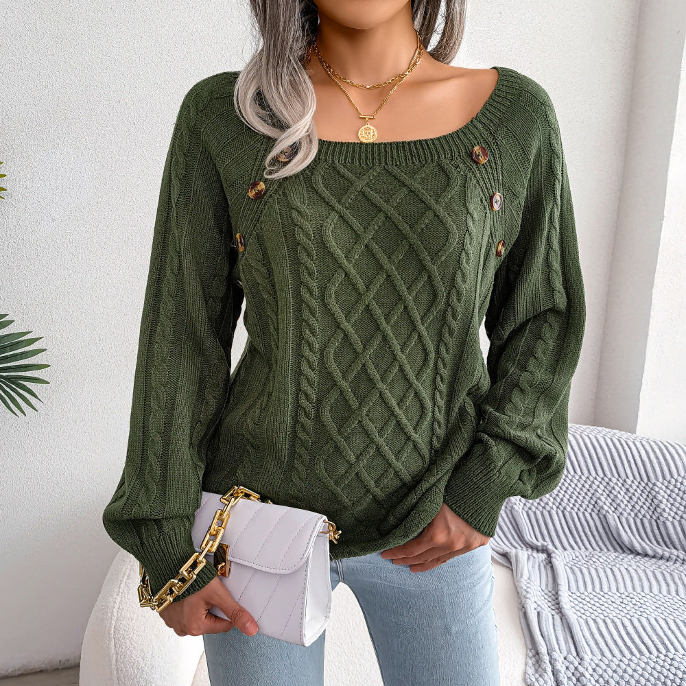 Léna Douceur Élégante - Pull Tricot à Col Carré