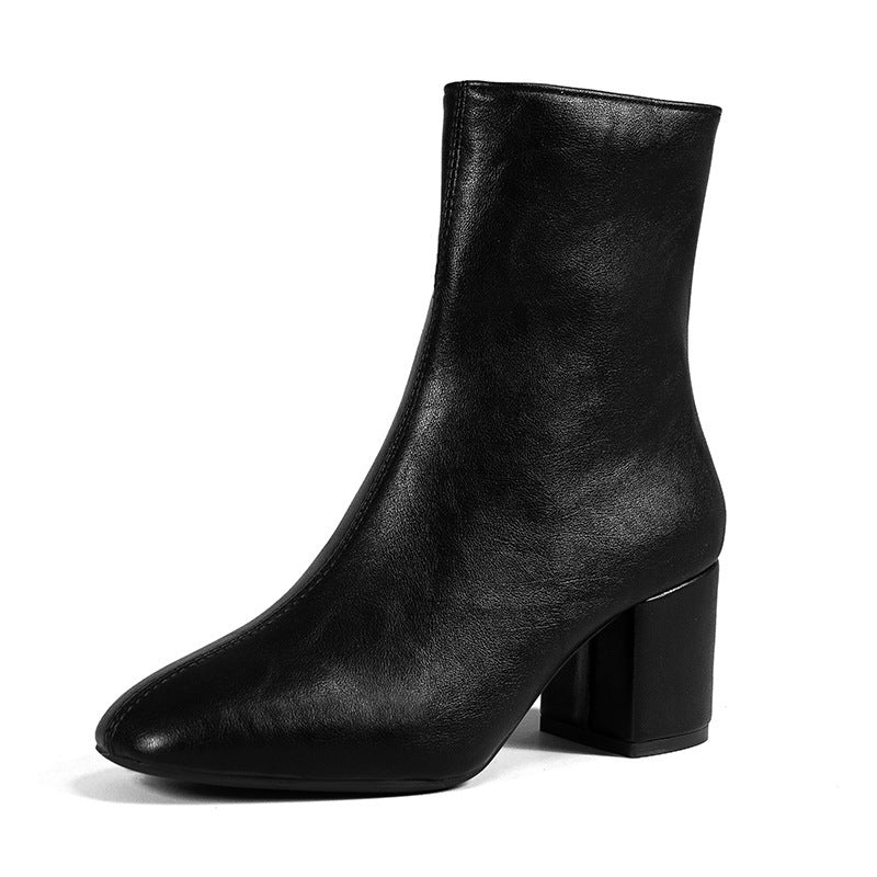 Bottes Élégantes à Bout Pointu et Talon Épais