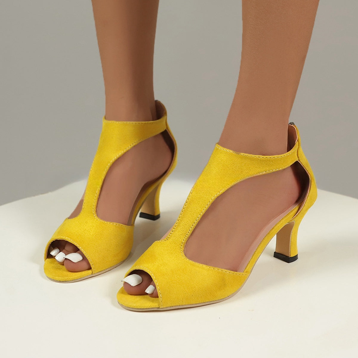 Sandales à Talons Zip & Bout Ouvert