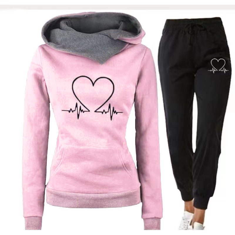 Ensemble Sportif avec Imprimé Cœur et Capuche