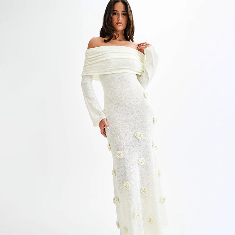 Robe Maille Fleurie Transparente pour Plage ou Détente