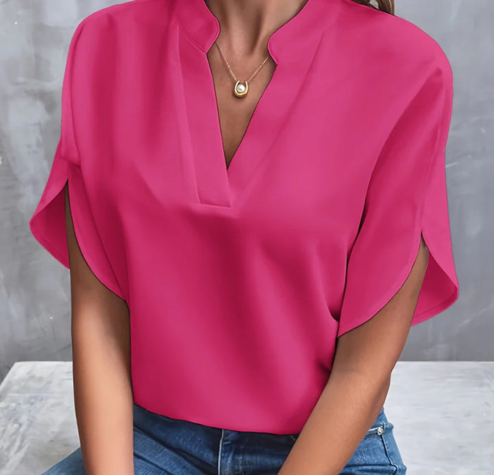 Blouse Fluide en Chiffon à Col V