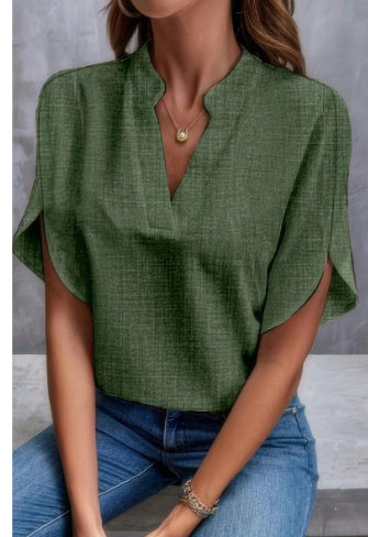Blouse Fluide en Chiffon à Col V