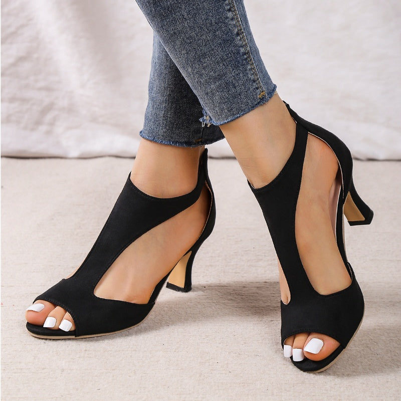 Sandales à Talons Zip & Bout Ouvert