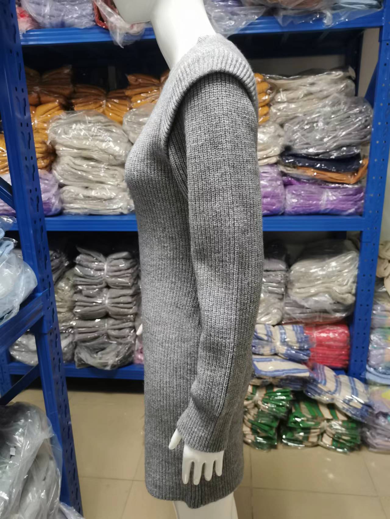 Robe Pull Sexy à Col Rond et Manches Longues pour Femme