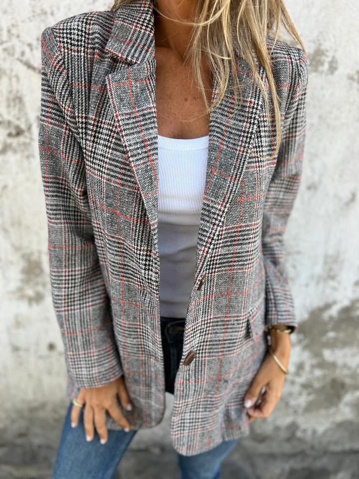 Blazer Élégance Rétro Pied-de-Poule