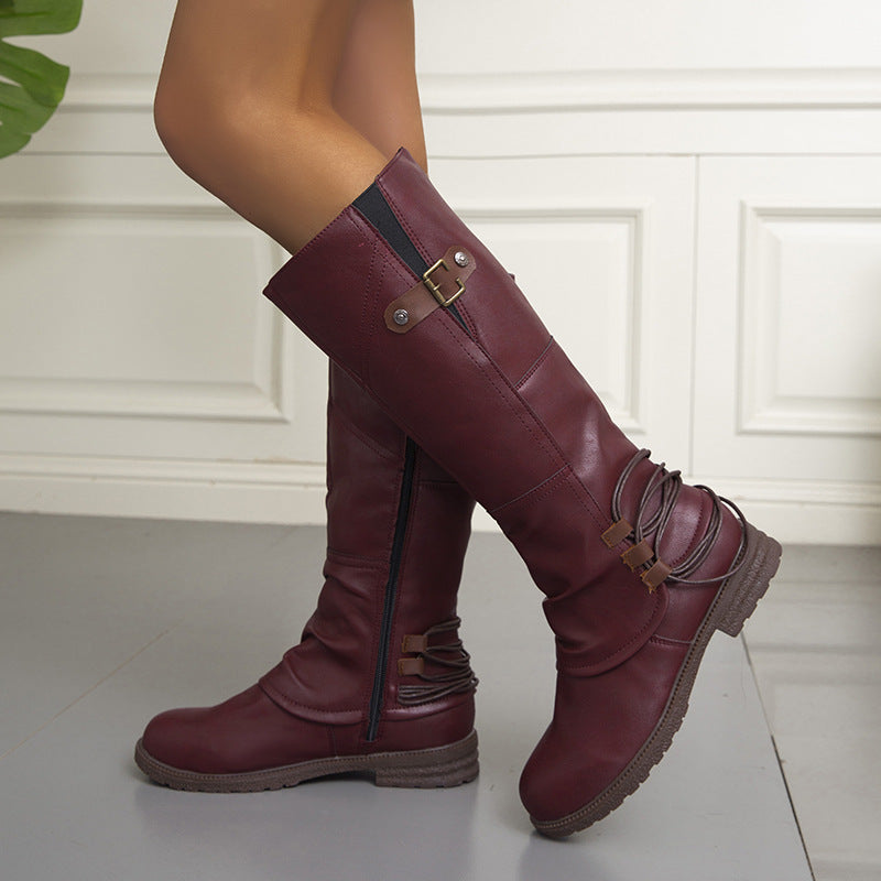 Bottes Hautes à Talon Carré et Bout Rond