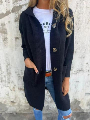 Cardigan Tricoté Mi-Long Gris Clair – Élégance et Douceur