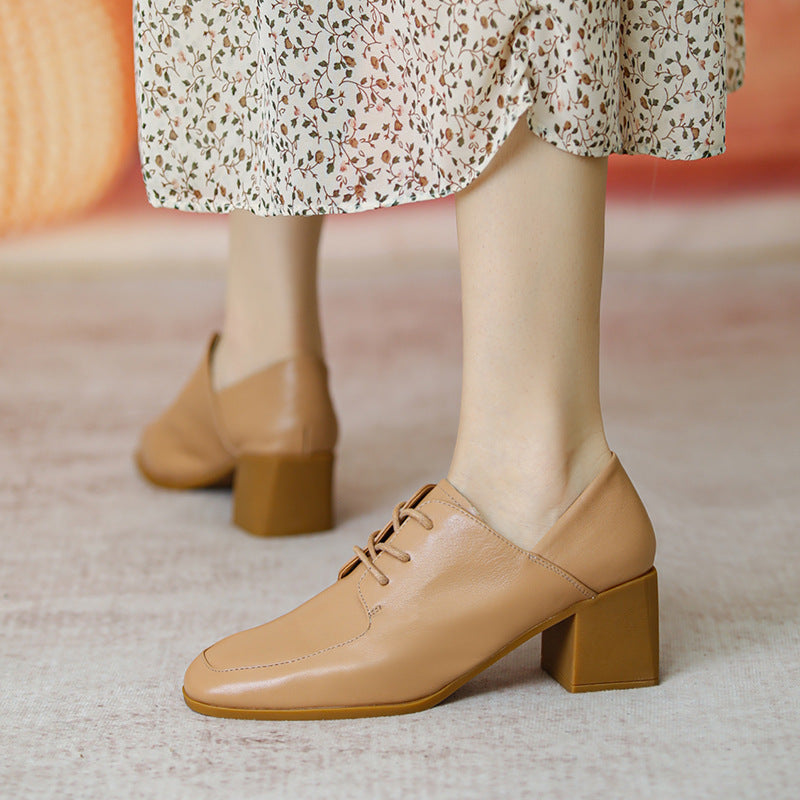 Chaussures en Cuir à Lacets pour Femme