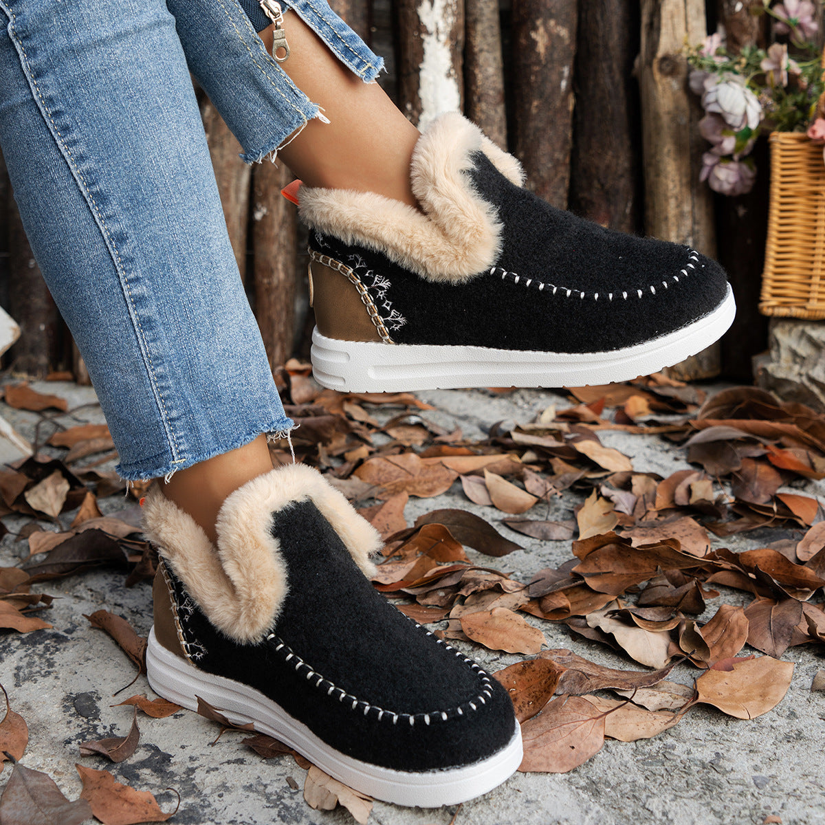 Chaussures en Coton Doublées Polaire pour Taille Plus