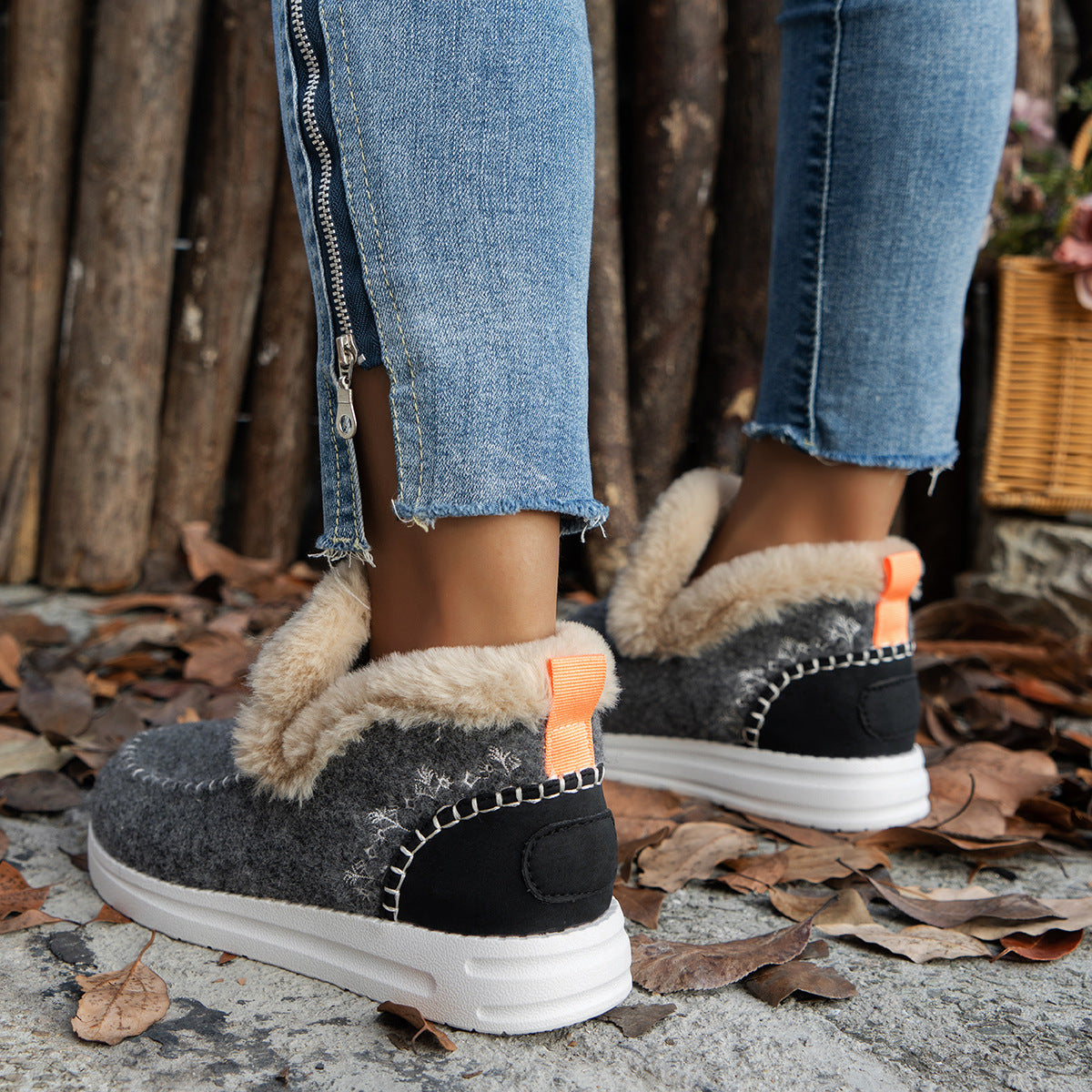 Chaussures en Coton Doublées Polaire pour Taille Plus