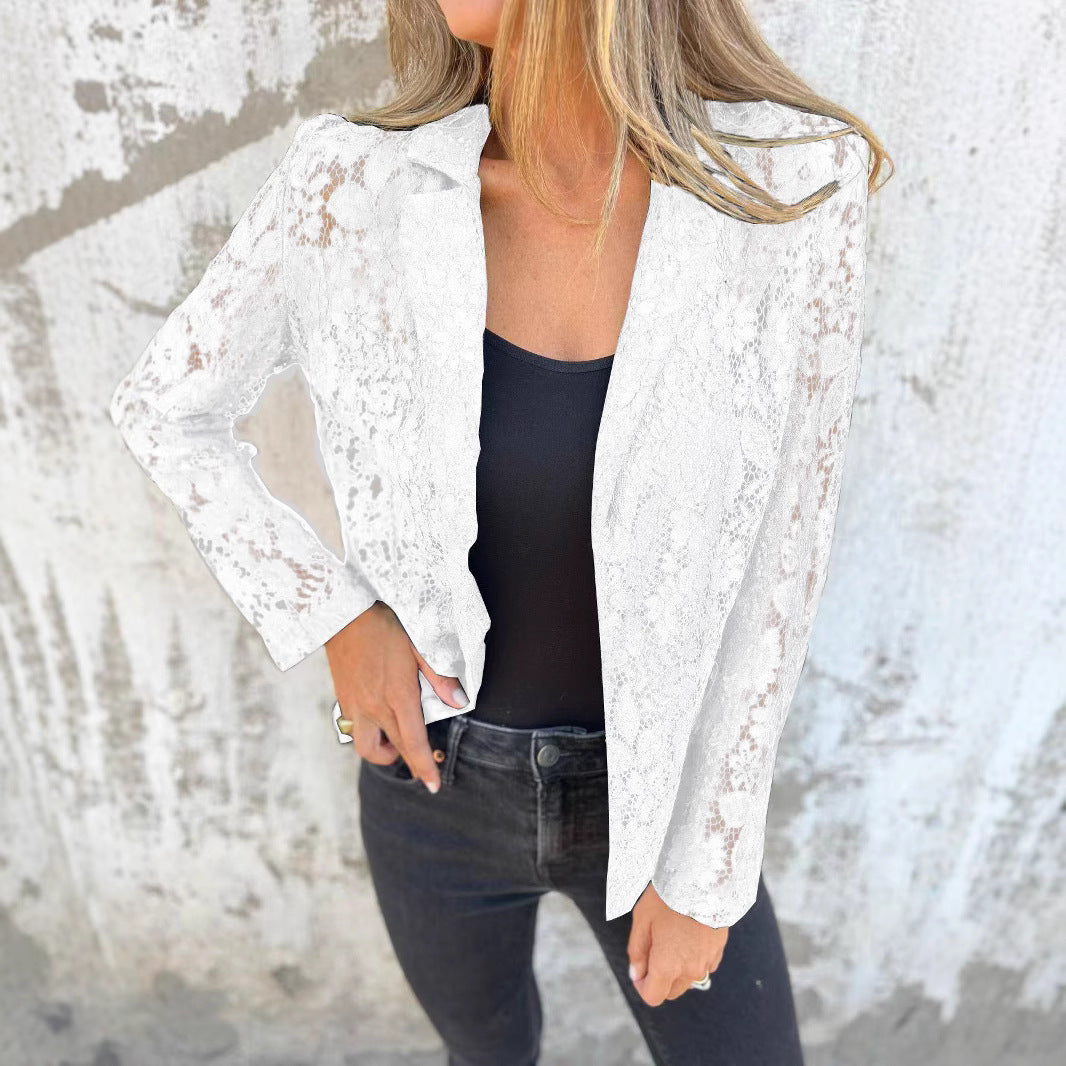 Ensemble Élégant Chemise en Dentelle & Pantalon