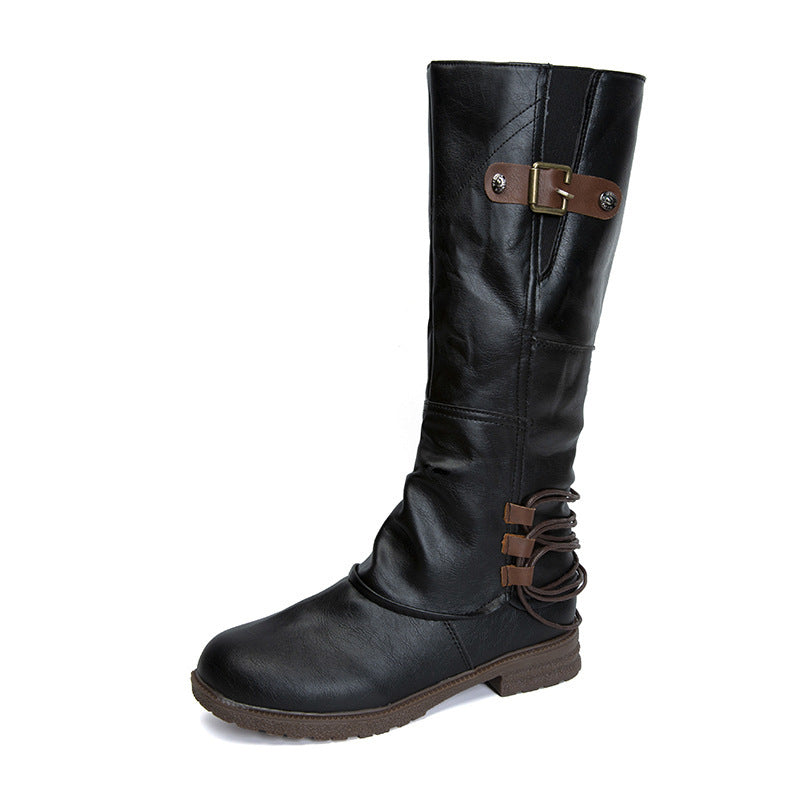 Bottes Hautes à Talon Carré et Bout Rond