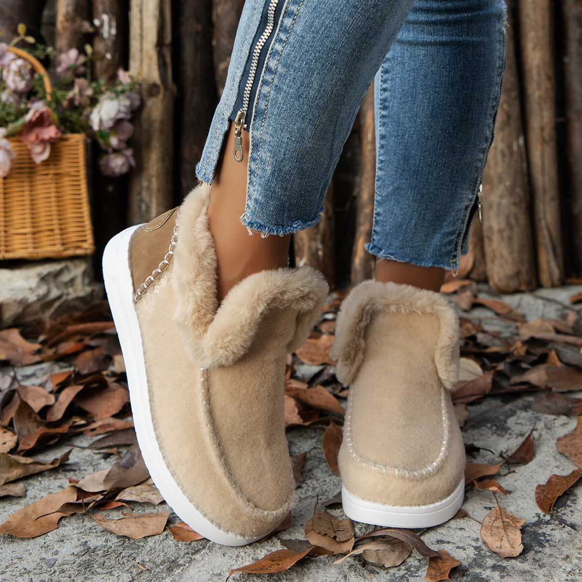 Chaussures en Coton Doublées Polaire pour Taille Plus