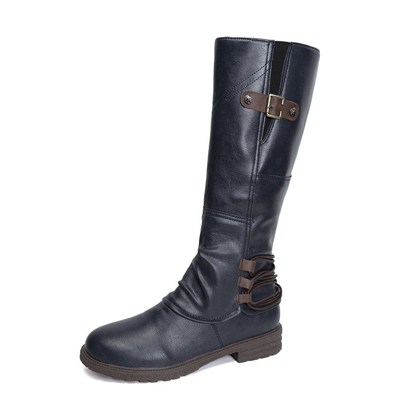 Bottes Hautes à Talon Carré et Bout Rond