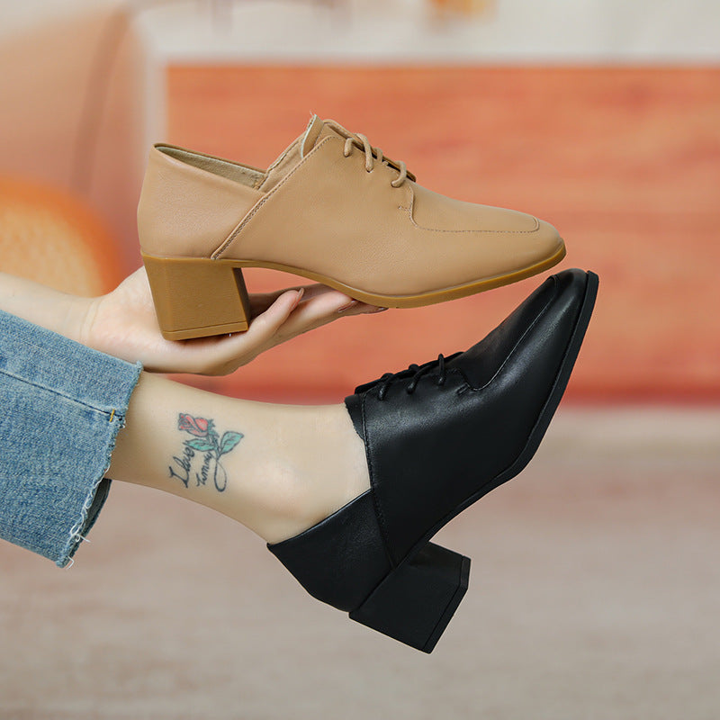 Chaussures en Cuir à Lacets pour Femme