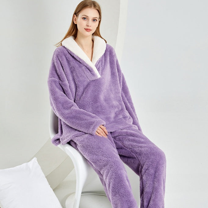 Pyjama en flanelle épaissi – Confort et chaleur pour la maison