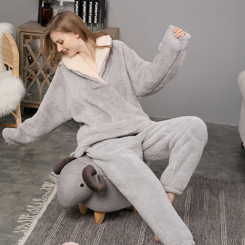 Pyjama en flanelle épaissi – Confort et chaleur pour la maison