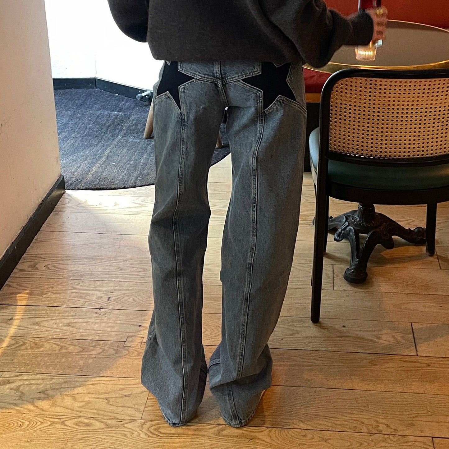 Pantalon Casual Rétro à Patchwork et Étoile à Cinq Branches