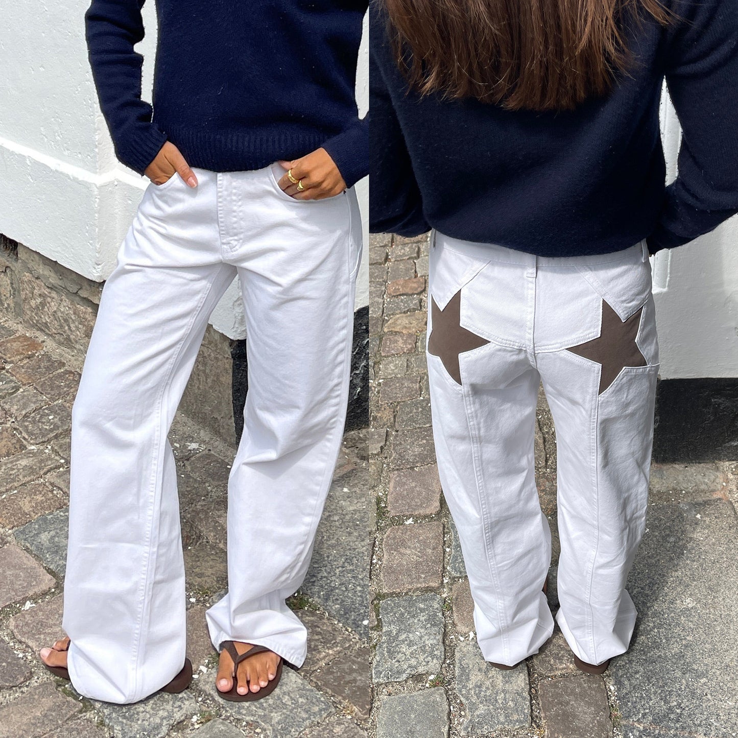 Pantalon Casual Rétro à Patchwork et Étoile à Cinq Branches
