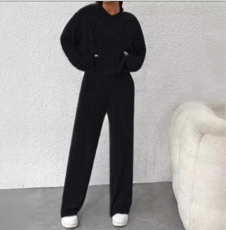 Best Ensemble Tricoté Casual Printemps-automne – Sweat à Capuche et Pantalon