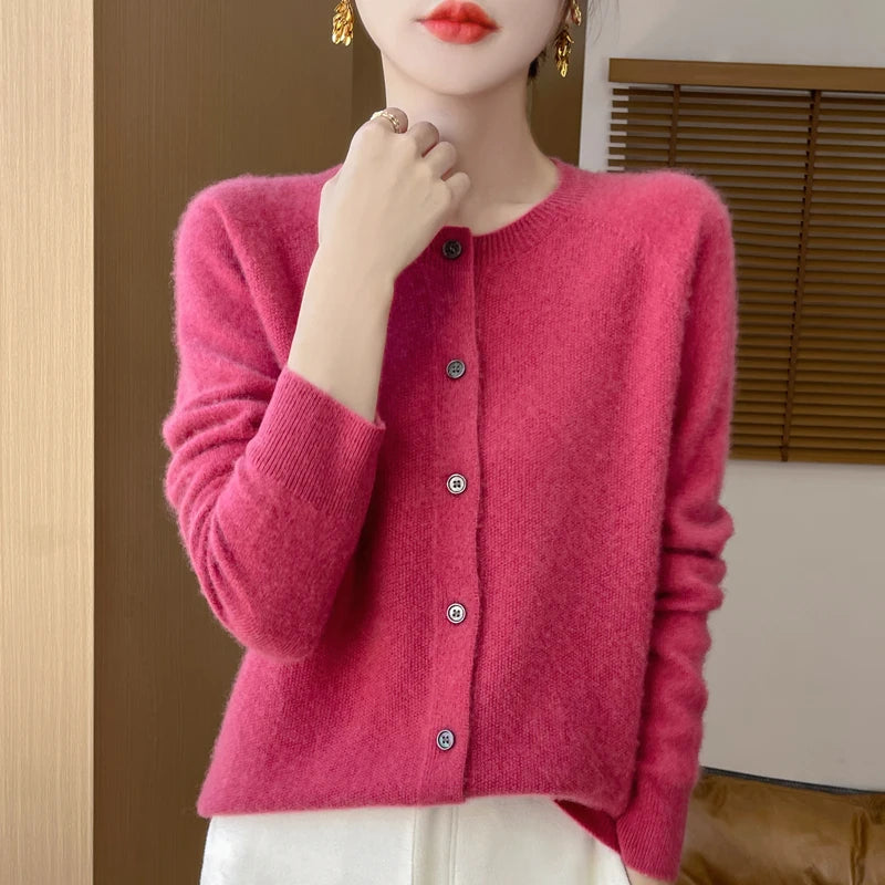 Cardigan en Mérinos 100% – Douceur et Élégance Printemps/Automne