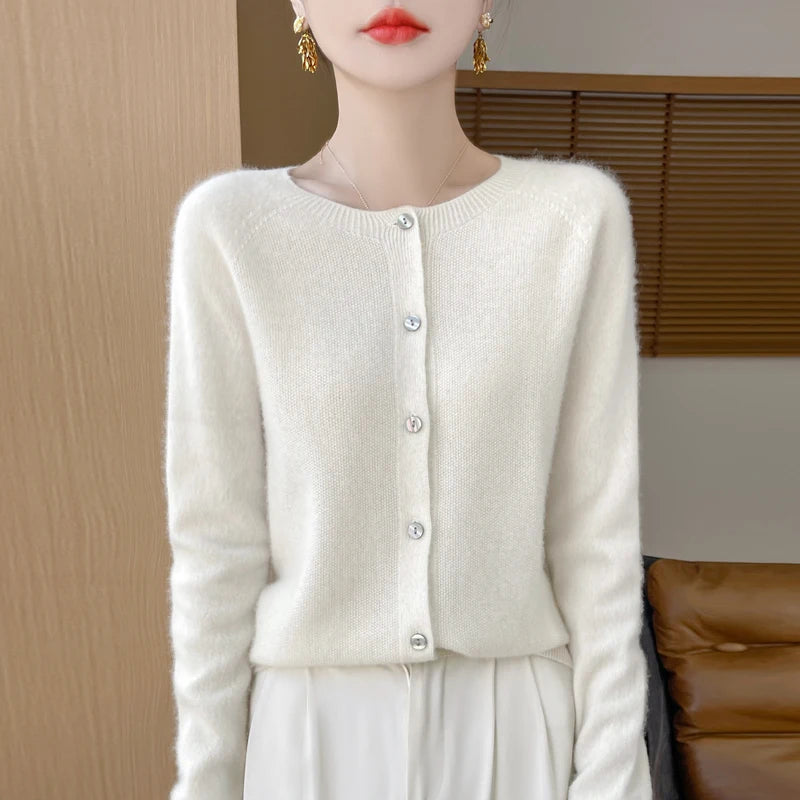 Cardigan en Mérinos 100% – Douceur et Élégance Printemps/Automne