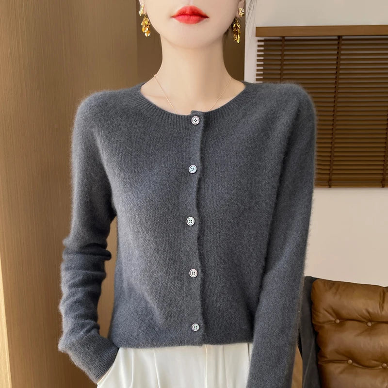 Cardigan en Mérinos 100% – Douceur et Élégance Printemps/Automne