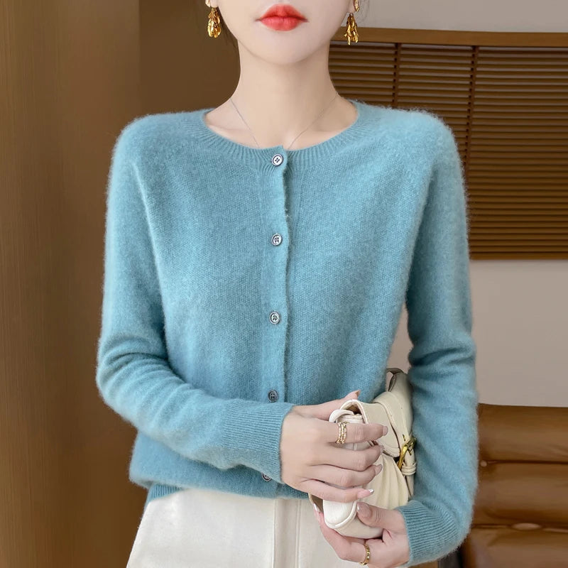 Cardigan en Mérinos 100% – Douceur et Élégance Printemps/Automne