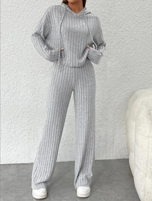 Best Ensemble Tricoté Casual Printemps-automne – Sweat à Capuche et Pantalon