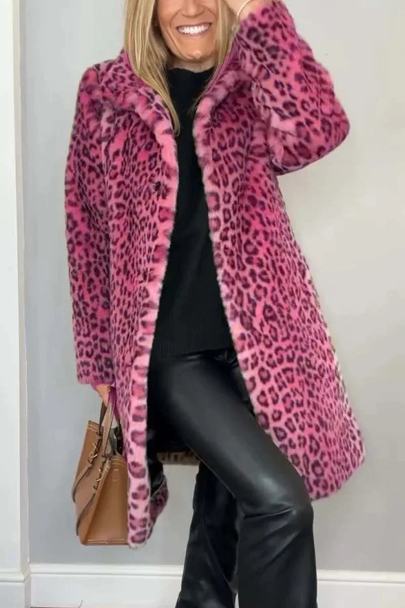 Manteau Léopard Fluffy - Élégance et Confort Automnal/Hivernal