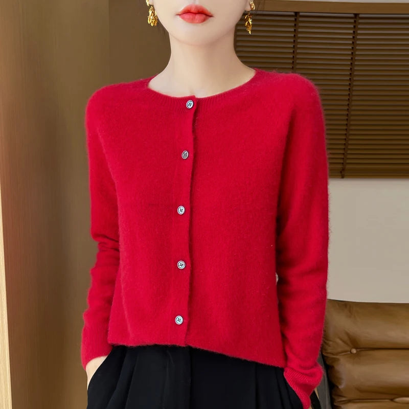 Cardigan en Mérinos 100% – Douceur et Élégance Printemps/Automne