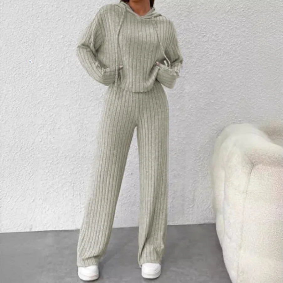 Best Ensemble Tricoté Casual Printemps-automne – Sweat à Capuche et Pantalon