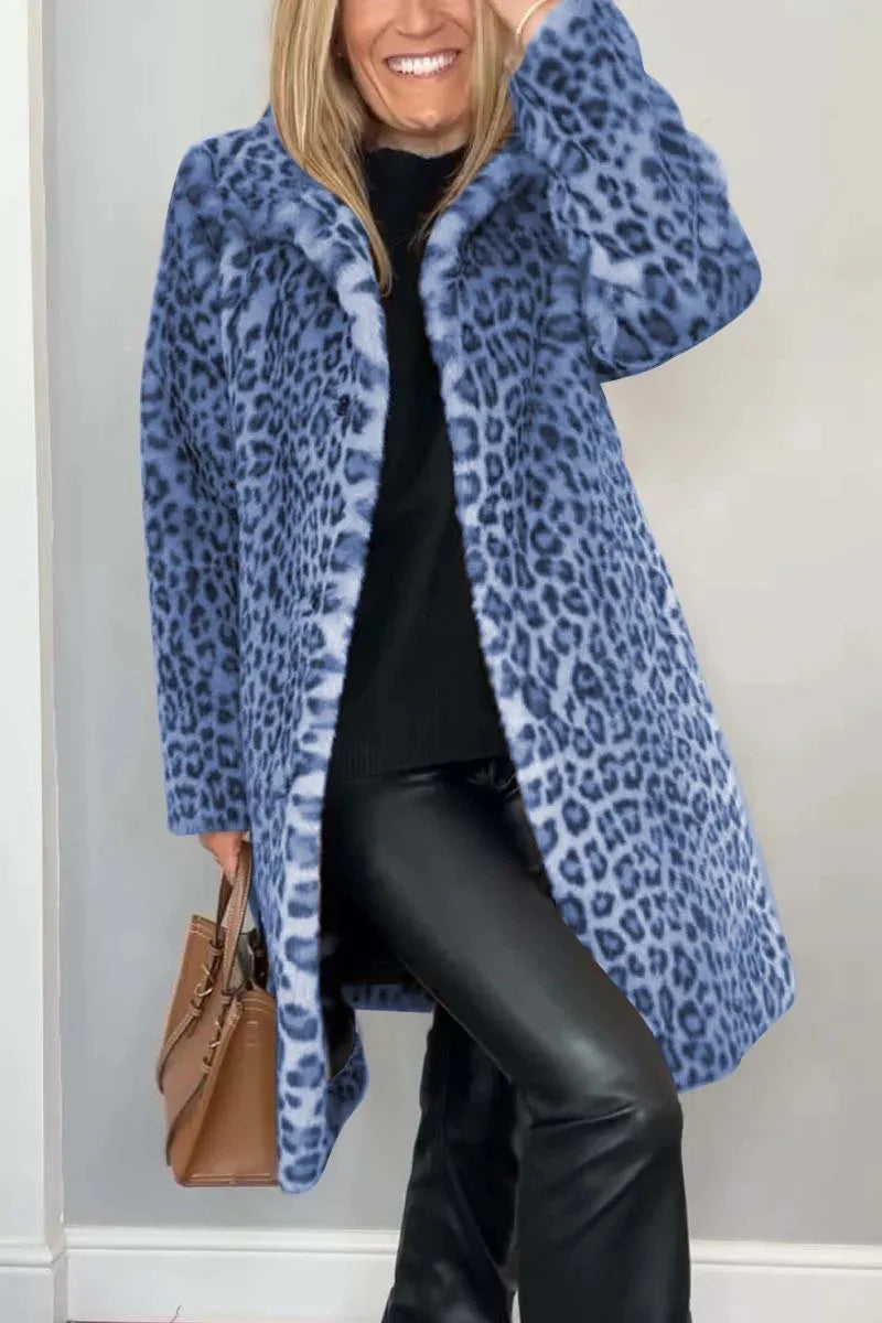 Manteau Léopard Fluffy - Élégance et Confort Automnal/Hivernal