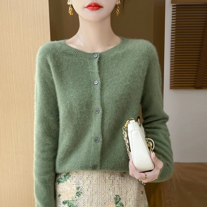 Cardigan en Mérinos 100% – Douceur et Élégance Printemps/Automne