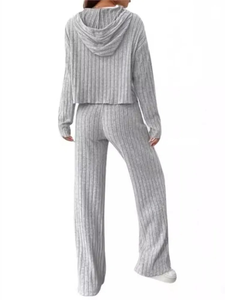 Best Ensemble Tricoté Casual Printemps-automne – Sweat à Capuche et Pantalon