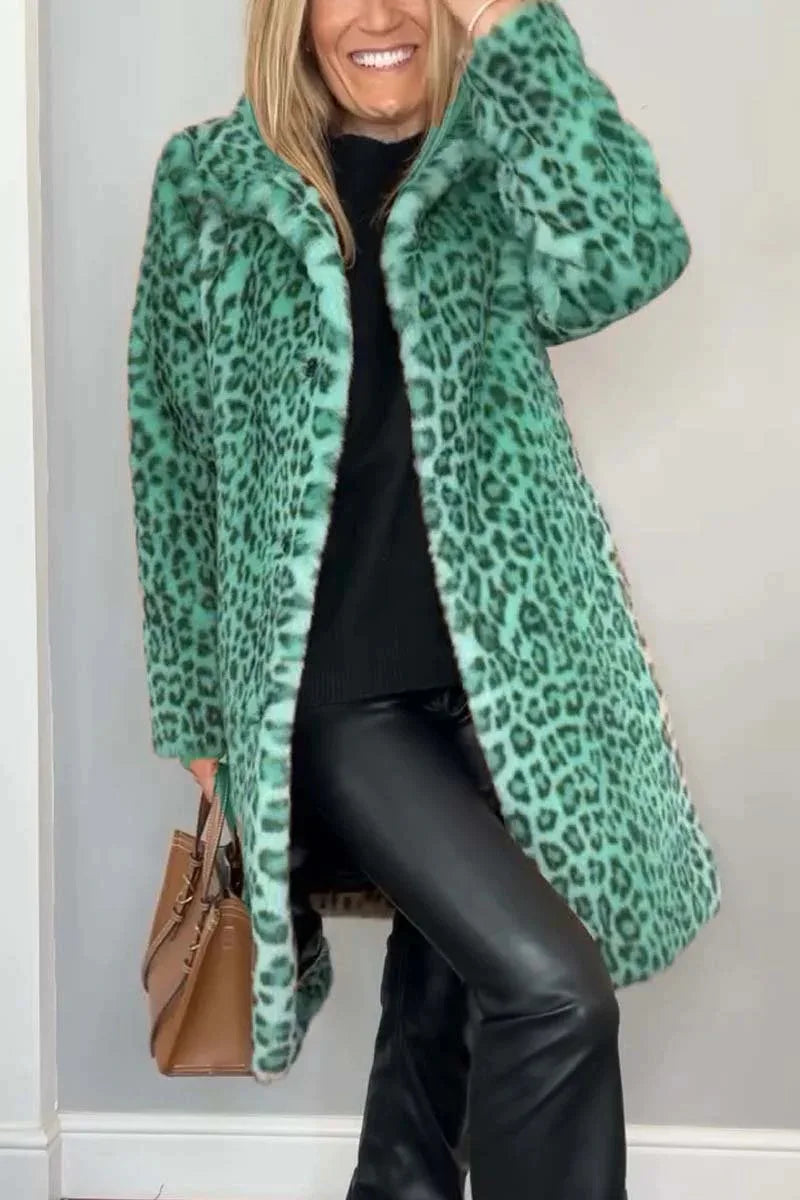 Manteau Léopard Fluffy - Élégance et Confort Automnal/Hivernal