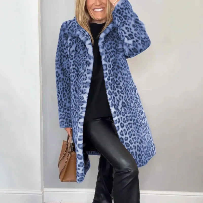 Manteau Léopard Fluffy - Élégance et Confort Automnal/Hivernal